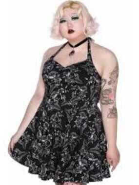 Killstar Aloha From Hell Dress Black Floral Goth Wrap Dress 4XL NWT